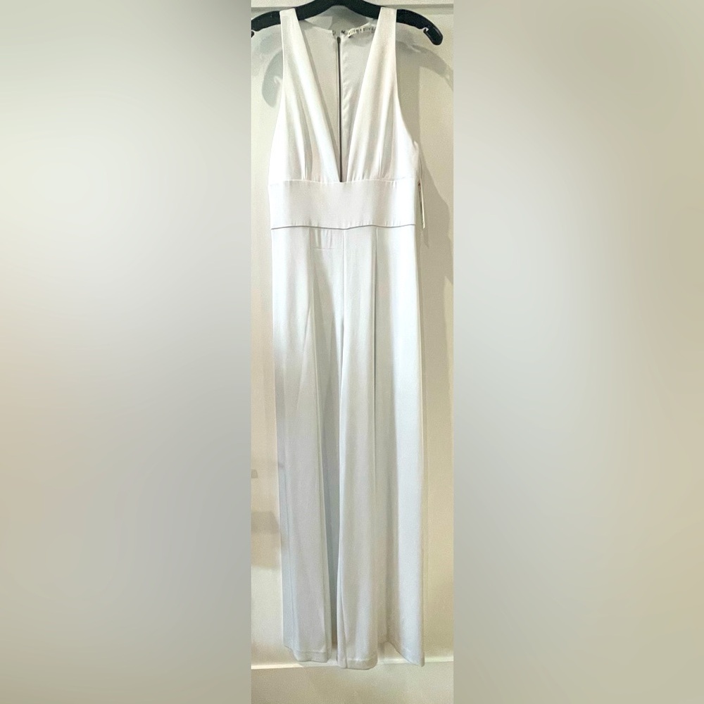 Alice + Olivia Myrtle Wide Leg White Jumpsuit